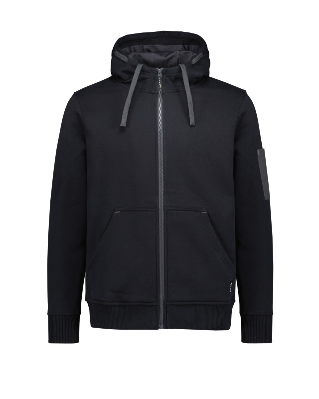 Unisex Zip Front Multi-Pocket Hoodie Black/Charcoal