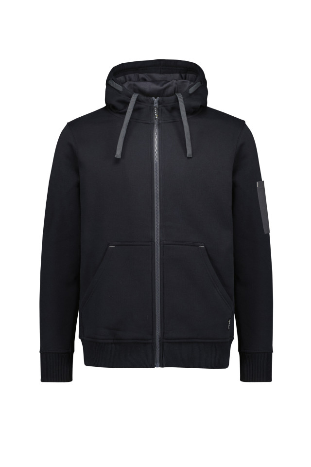 Unisex Zip Front Multi-Pocket Hoodie Black/Charcoal