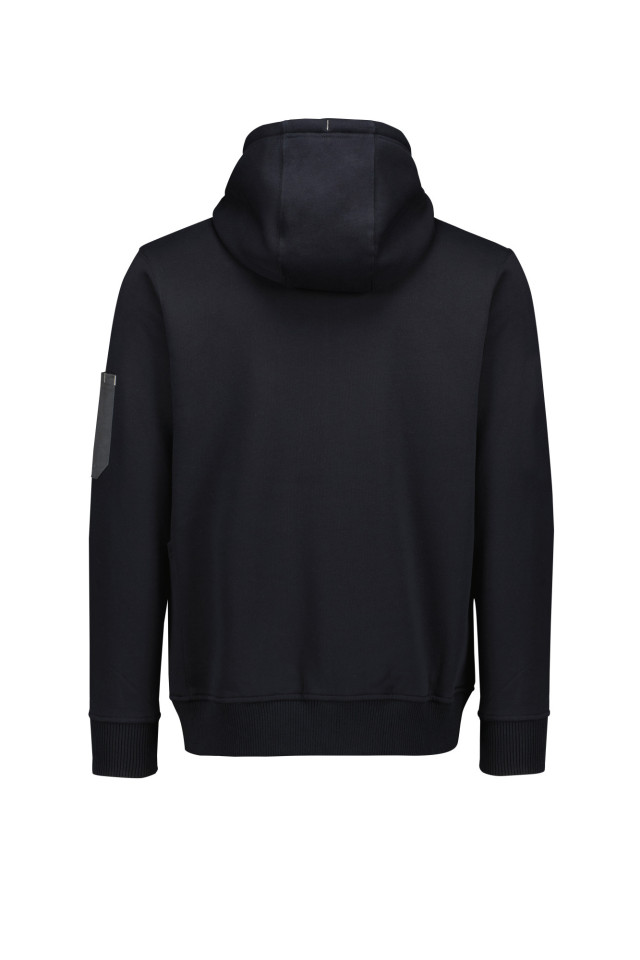Unisex Zip Front Multi-Pocket Hoodie Black/Charcoal - Image 3