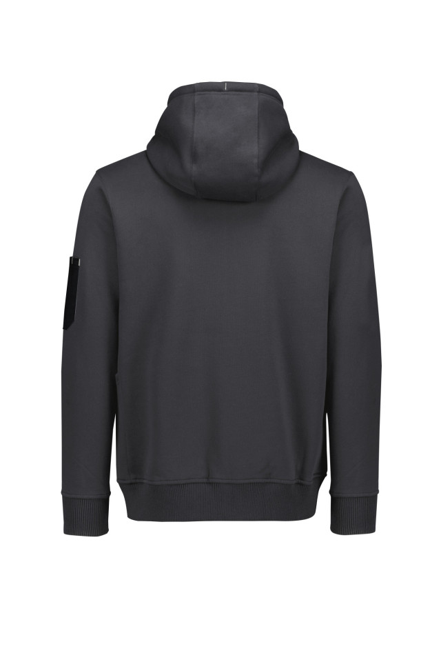Unisex Zip Front Multi-Pocket Hoodie Charcoal/Black - Image 3