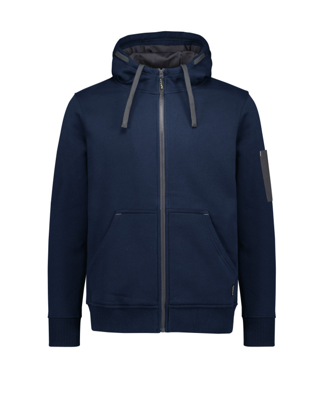 Unisex Zip Front Multi-Pocket Hoodie Navy/Charcoal
