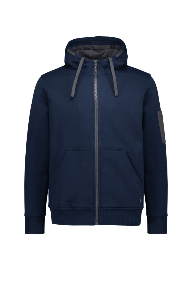 Unisex Zip Front Multi-Pocket Hoodie Navy/Charcoal