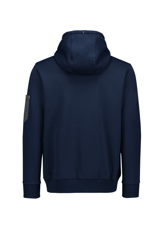 Unisex Zip Front Multi-Pocket Hoodie Navy/Charcoal - Image 3