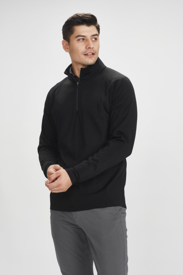 Unisex Merino Wool Mid-Layer Pullover Black - Image 2