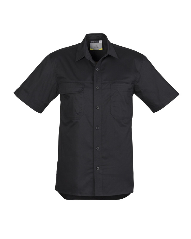 Mens Lightweight Tradie Short Sleeve Shirt Black
