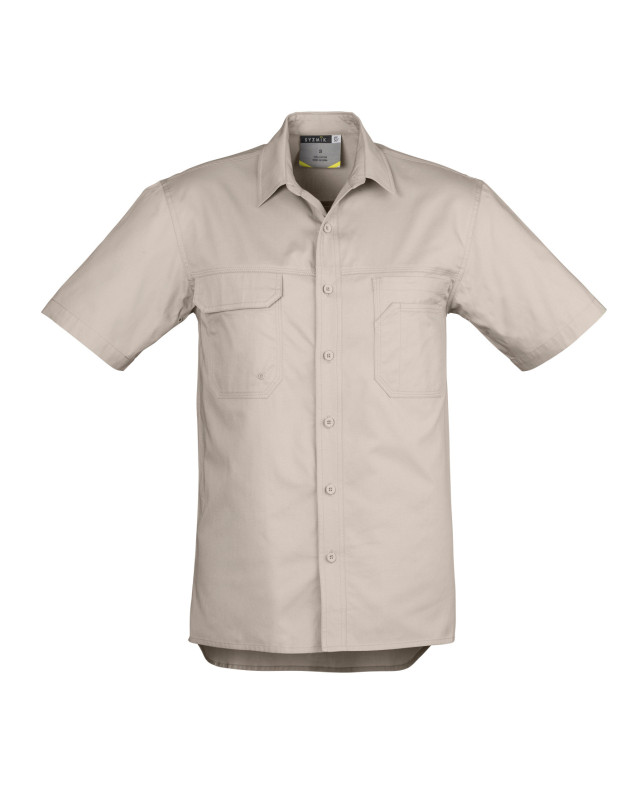 Mens Lightweight Tradie Short Sleeve Shirt Sand