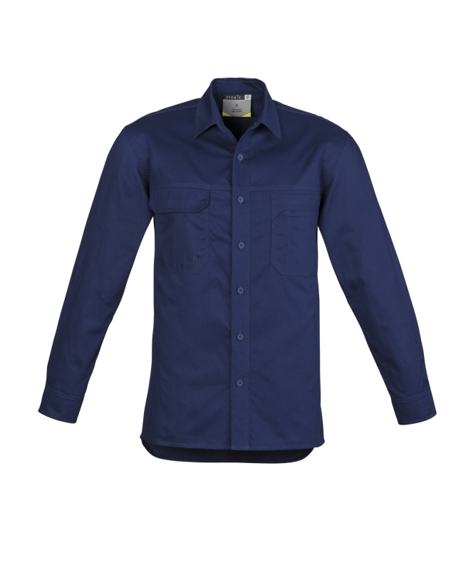 Mens Lightweight Tradie Long Sleeve Shirt Blue