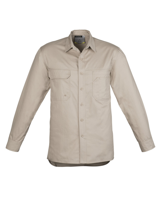 Mens Lightweight Tradie Long Sleeve Shirt Sand