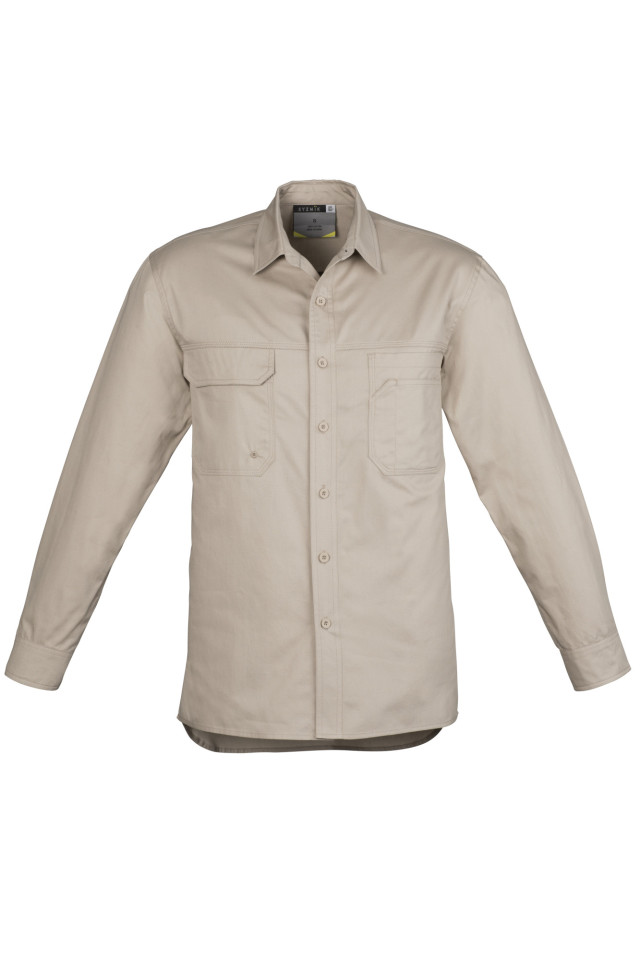 Mens Lightweight Tradie Long Sleeve Shirt Sand