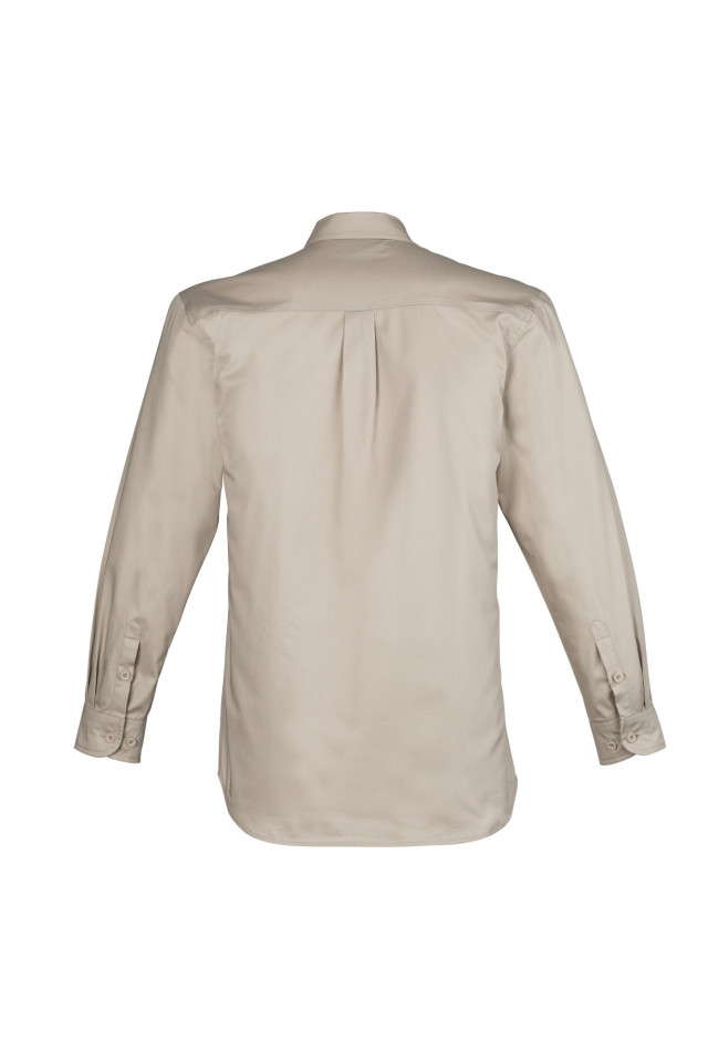 Mens Lightweight Tradie Long Sleeve Shirt Sand - Image 4