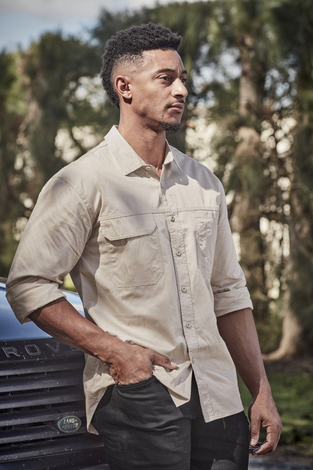 Mens Lightweight Tradie Long Sleeve Shirt Sand - Image 2