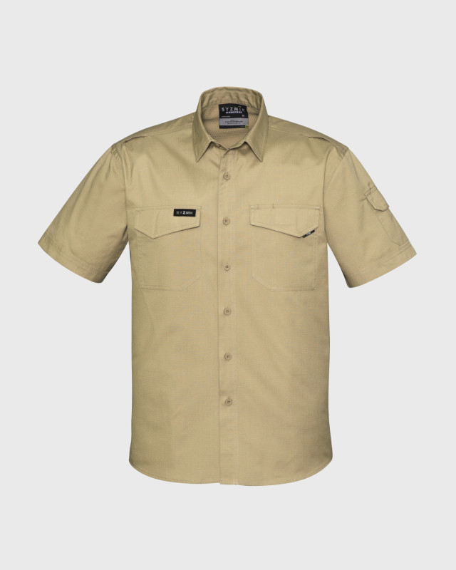 Mens Rugged Cooling Short Sleeve Shirt Khaki