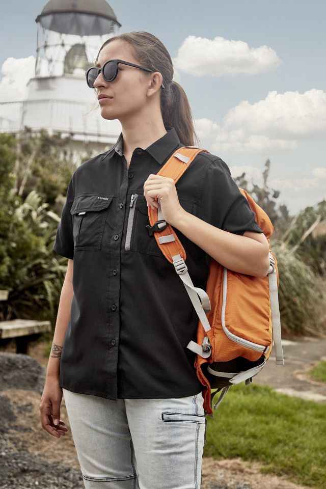 Womens Outdoor Short Sleeve Shirt Stone - Image 3