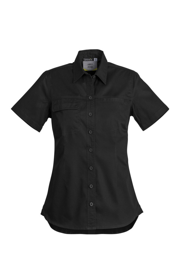 Womens Lightweight Tradie Short Sleeve Shirt Black