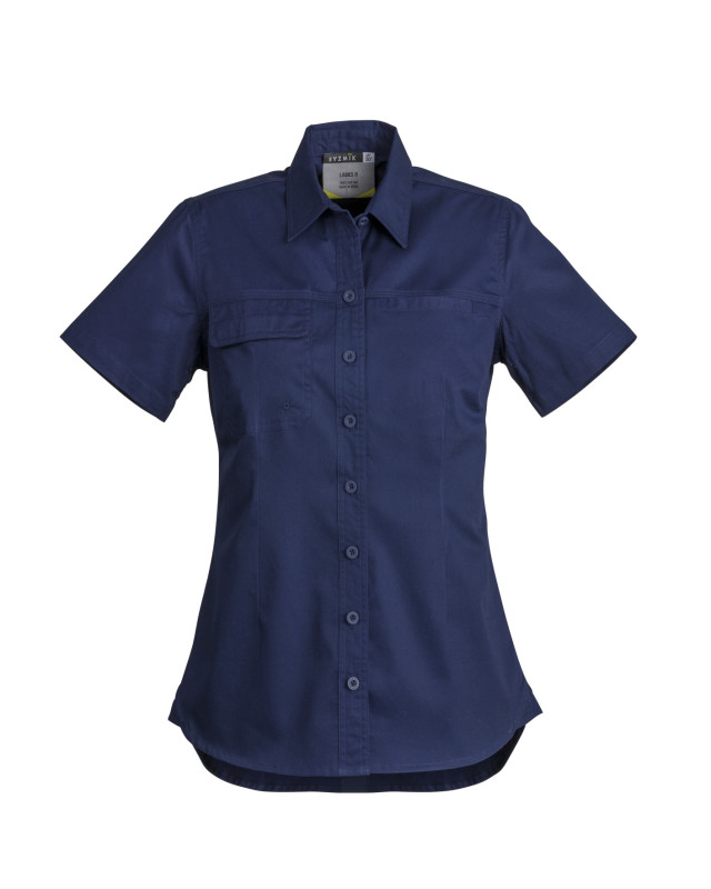 Womens Lightweight Tradie Short Sleeve Shirt Blue