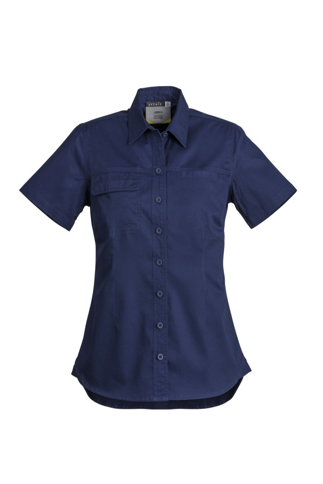 Womens Lightweight Tradie Short Sleeve Shirt Blue