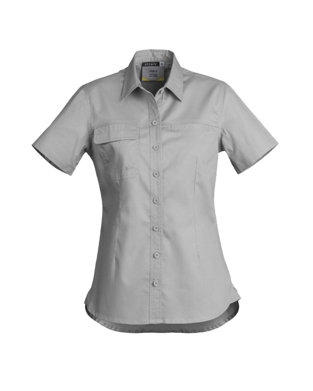 Womens Lightweight Tradie Short Sleeve Shirt Grey