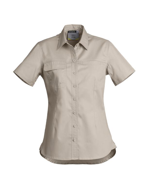 Womens Lightweight Tradie Short Sleeve Shirt Sand