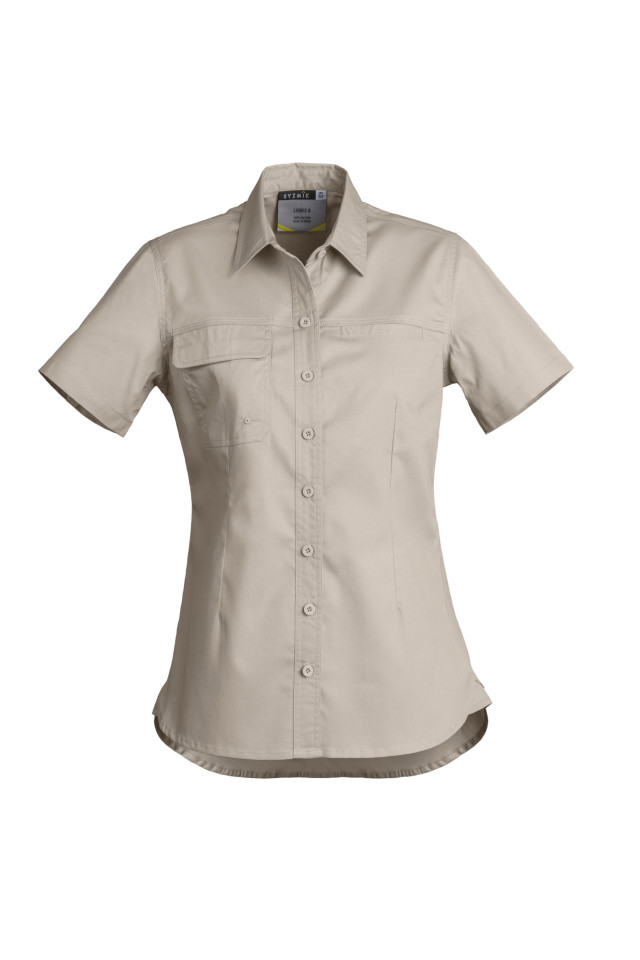Womens Lightweight Tradie Short Sleeve Shirt Sand