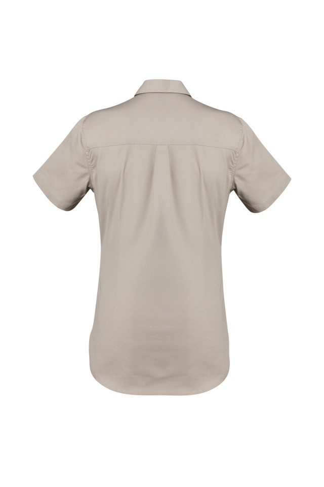 Womens Lightweight Tradie Short Sleeve Shirt Sand - Image 3