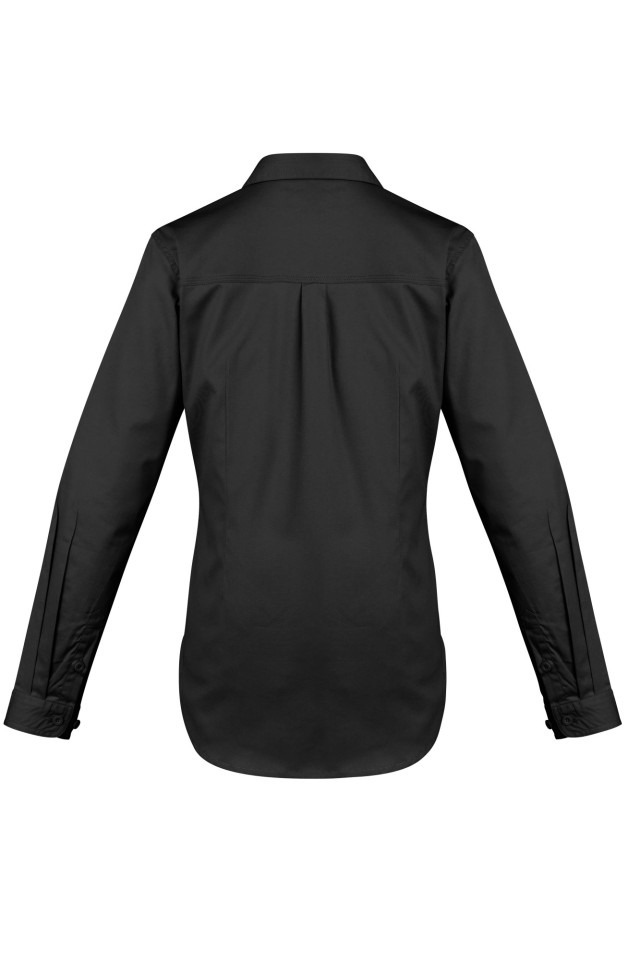 Womens Lightweight Tradie Long Sleeve Shirt Black - Image 3