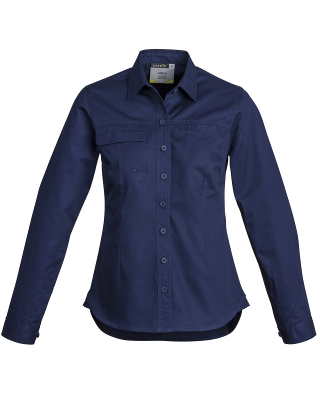 Womens Lightweight Tradie Long Sleeve Shirt Blue