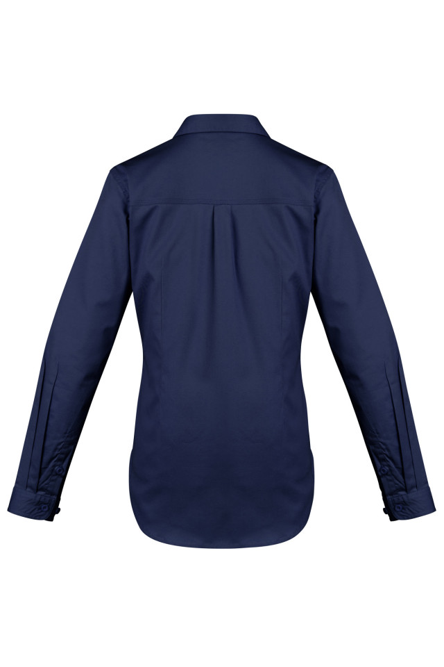 Womens Lightweight Tradie Long Sleeve Shirt Blue - Image 3