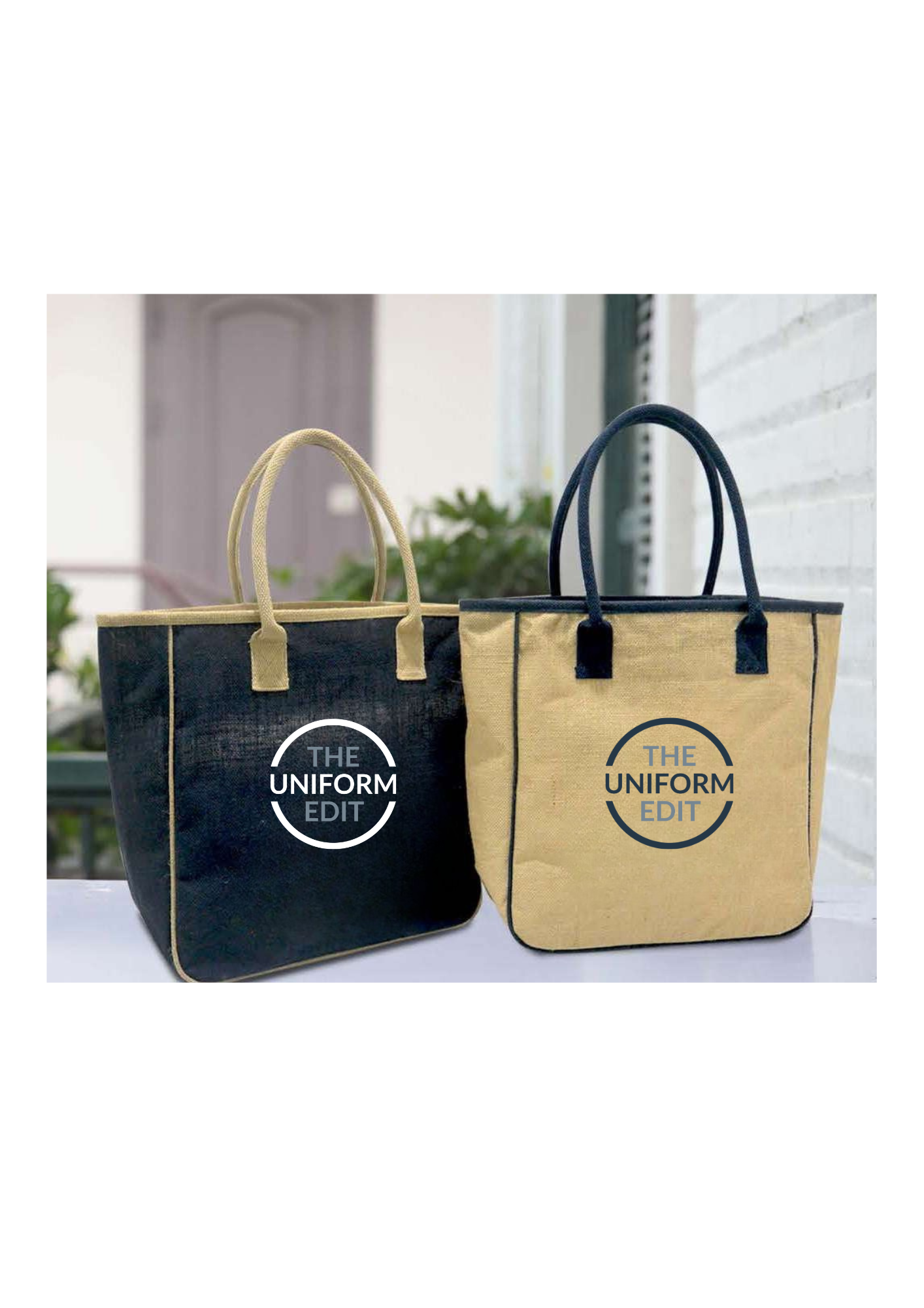 Womens Carlton Jute Bag Natural With Blue Trims - Image 2