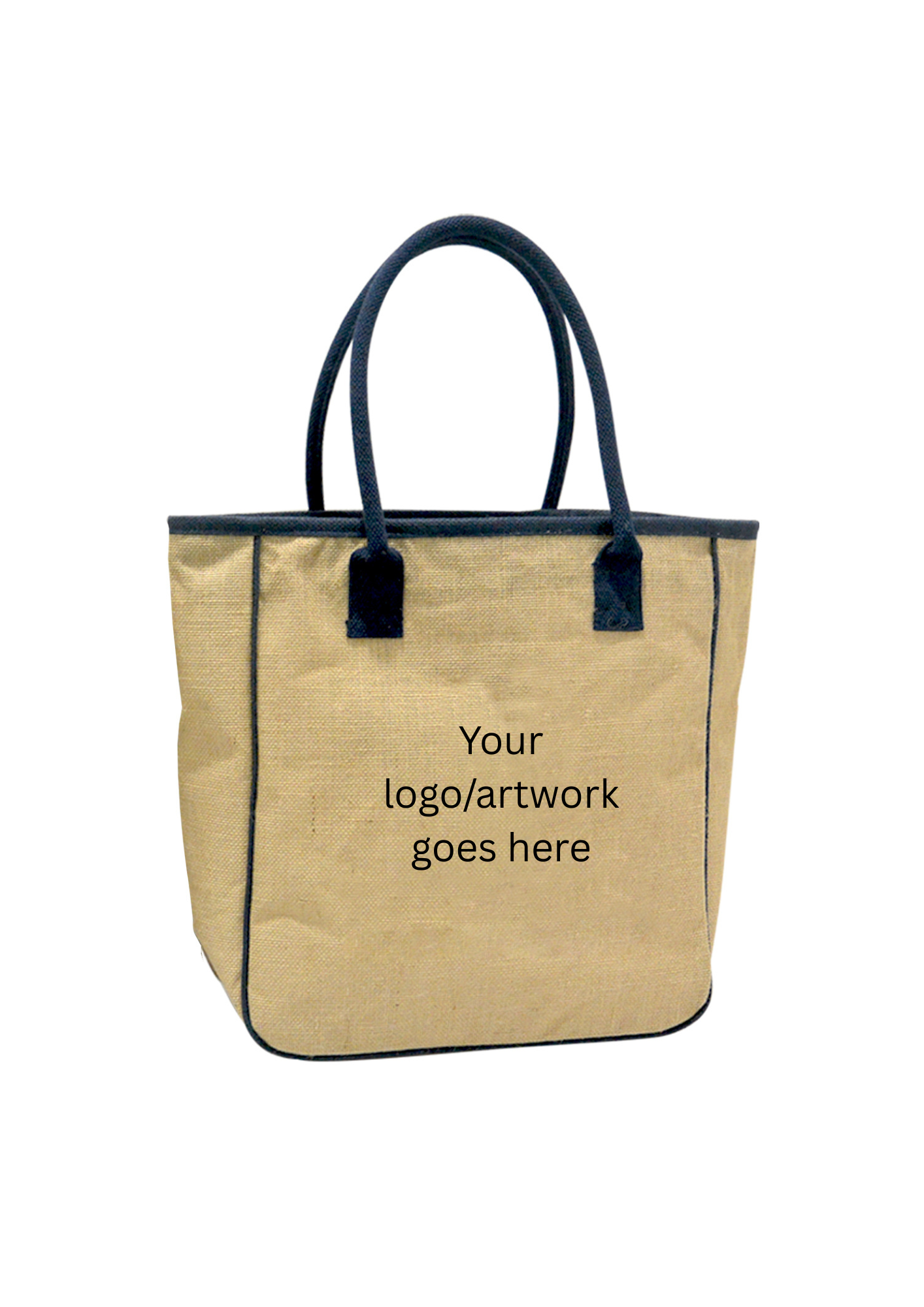 Womens Carlton Jute Bag Natural With Blue Trims - Image 3