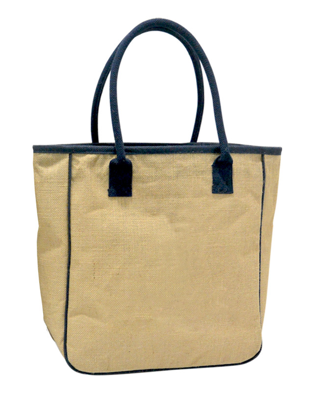 Womens Carlton Jute Bag Natural With Blue Trims