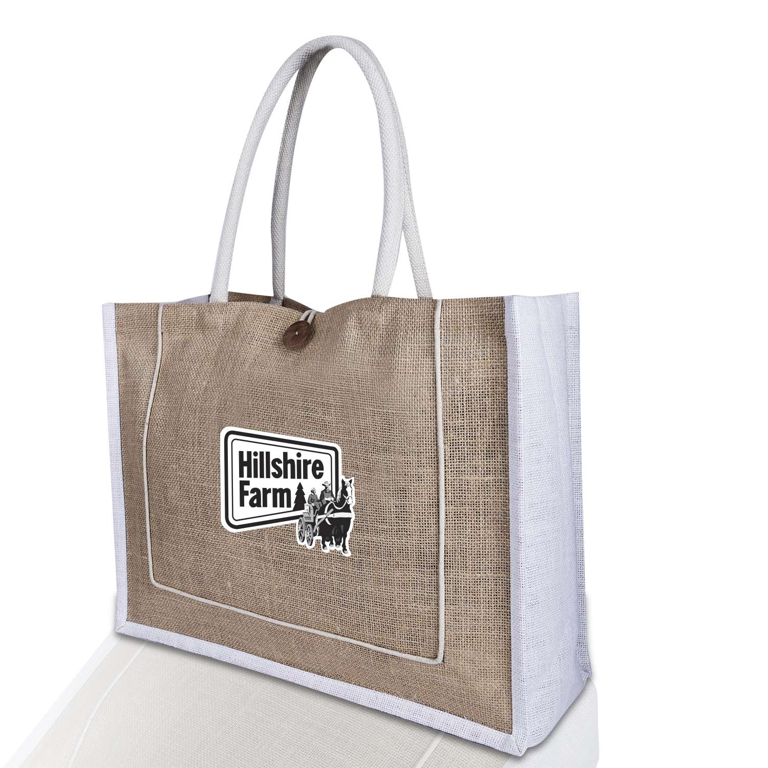 Womens Accent Jute Bag Natural/White Trim - Image 2