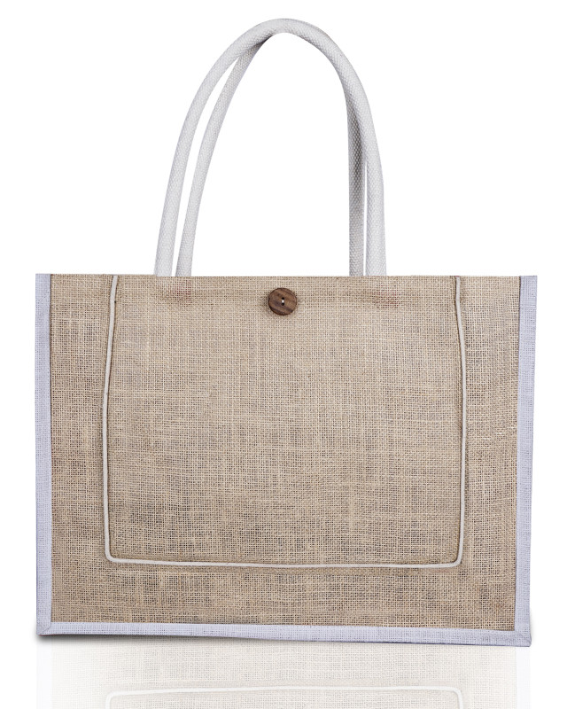 Womens Accent Jute Bag Natural/White Trim
