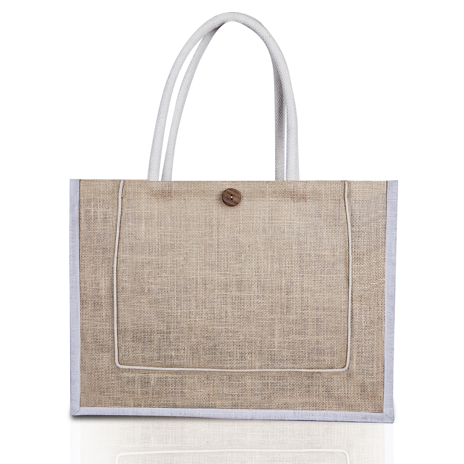 Womens Accent Jute Bag Natural/White Trim