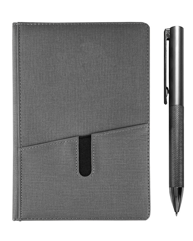 Isaly Notebook and Pen Gift Set - Charcoal Grey