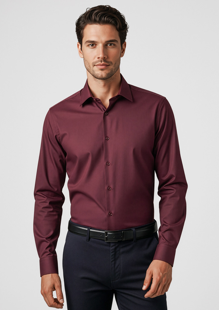 Mens Hudson Long Sleeve Shirt - Wine - Image 3