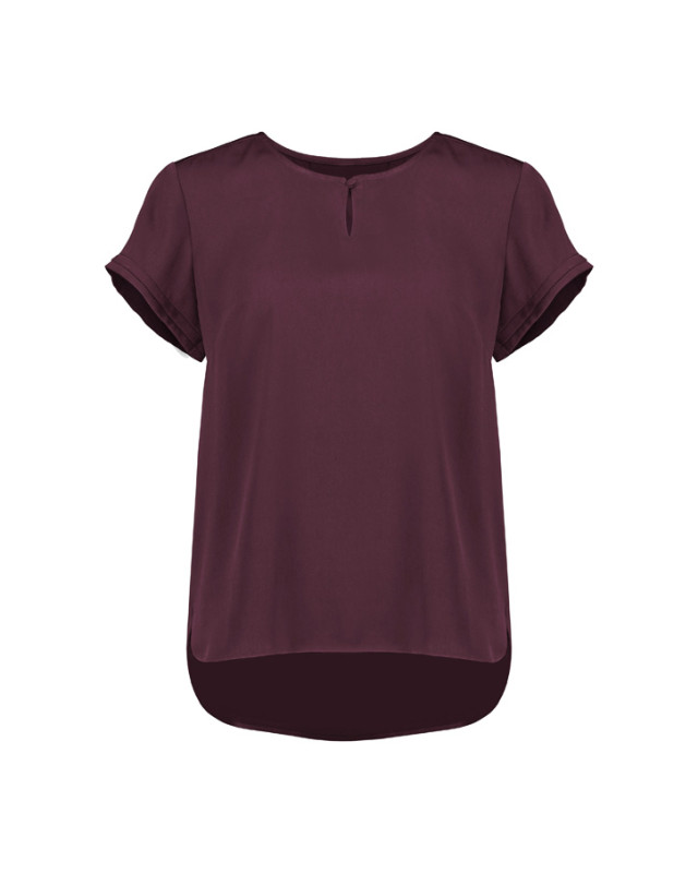 Womens Evelyn Short Sleeve Blouse Wine