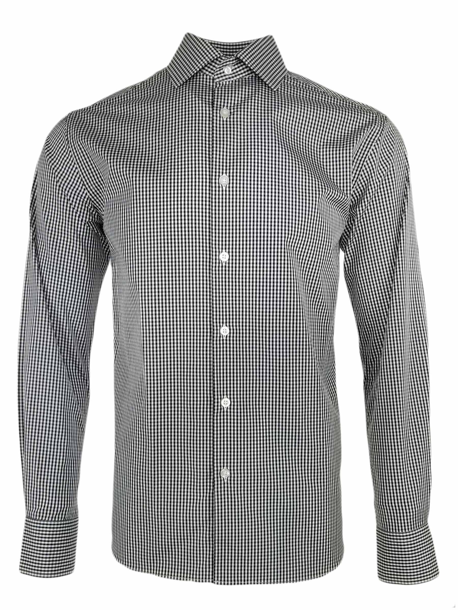 Men's Venice Check Shirt - Black White Check Long Sleeve | Uniform Edit