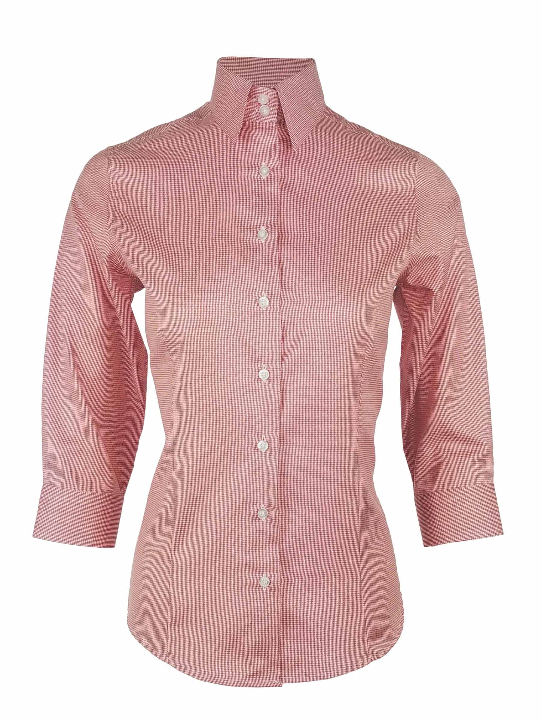 Women's Wilson Shirt Red Houndstooth Three Quarter Uniform Edit